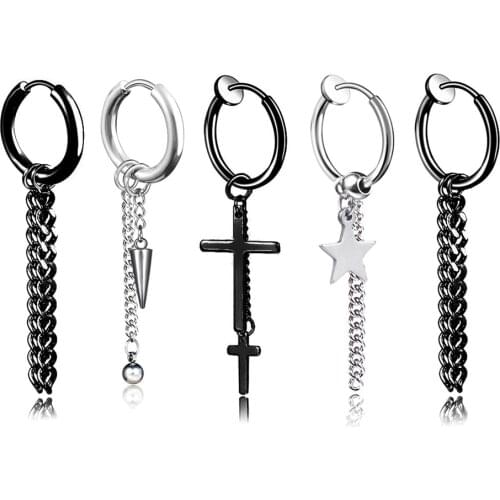 Fashion Popular Stainless Steel Stud Earrings Skull Cross Star Tassel For Women Men Hip Hop Jewelry Gifts 1pieces