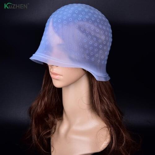 1Set Salon Dye Silicone Cap + Hook Hair Salon Color Coloring Highlighting Reusable Set Frosting Tipping Dyeing Color Tools