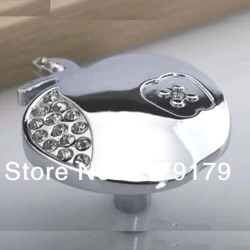 Modern creative fashion apple knobs silver drawer cabinet knobs glass diamond dresser cupboard pulls gold furniture door knobs