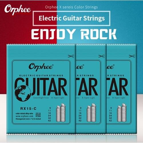 Orphee RX15-C Color Electric Guitar Strings Copper Alloy Wound 1st-6th (.009-.042) 6pcs