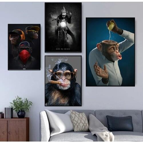 Funny Monkey Lemon Gorilla Animal Canvas Painting Poster and Prints Wall Art Picture for Living Room Home Decor Cuadros