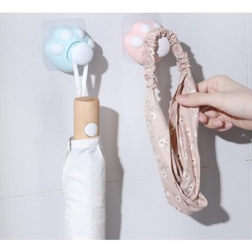 Fun Cute Cat Paw Hook Creative For Home Punch-Free Key Hooks Bathroom Kitchen Waterproof Storage Sticky Hook