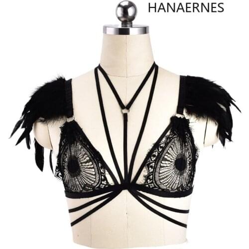 Harness Women Black Eyelashes Sexy Lingerie Hollow Body Harness Bra Bandage Crop Top Bralette Bustier Underwear Bondage Lingerie