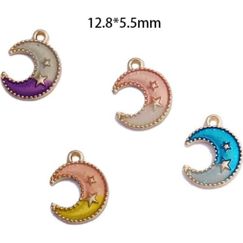 10pcs/Lot Moon Star Diy Handmade Oil Enamel Charms Design for Jewelry Making Earring Bracelet or Necklace
