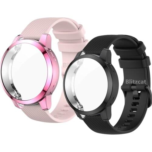 2pack Strap+Case For Garmin Venu 2 2S / Vivoactive 4S /4 Full Cover Silicone Smart Watchband Bracelet TPU Bumper Combination