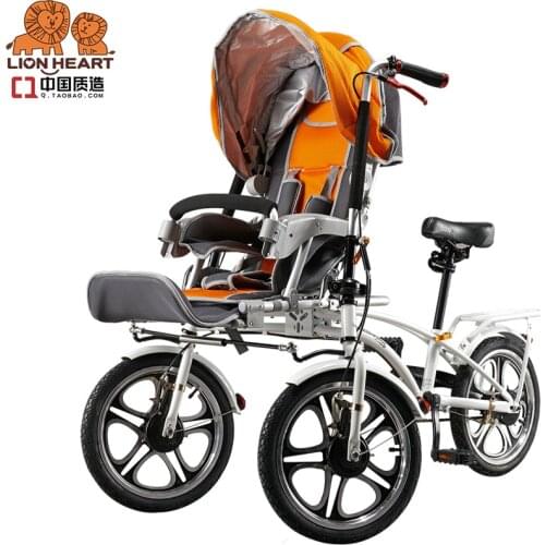 Mother baby bike tri Taiwan double three-wheeled bicycle folding baby stroller baby stroller 3 in 1 baby bike