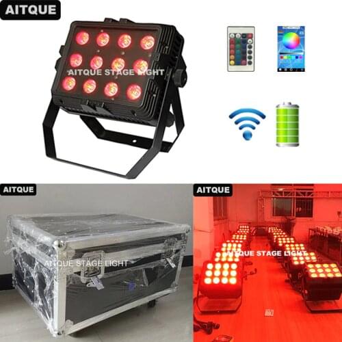 4pcs Stage light battery led outdoor 12x18w rgbwa uv wireless battery wall washer 12 18w rechargeable led flood light flycase