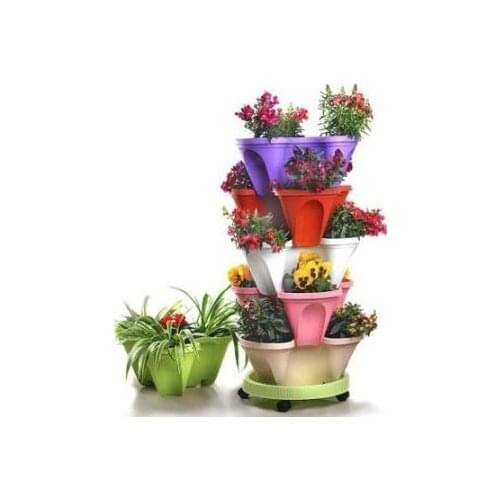 6 Tier stackable strawberry grass flower planter vegetable kitchen balcony pots succulent garden decoration