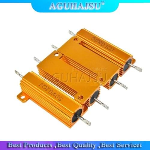50W Aluminum Power Metal Shell Case Wirewound Resistor 0.01 ~ 100K 0.05 0.1 0.5 1 1.5 2 6 8 10 20 100 150 200 300 500 1K 10K ohm