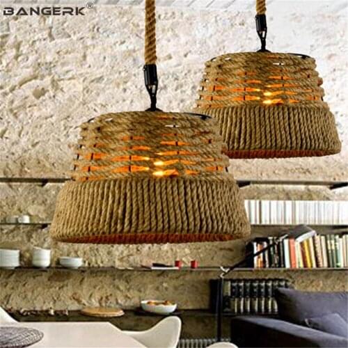 American Loft Decor LED Pendant Lamp Vintage Industrial Hemp Rope Hanging Light Dining Room Lights Fixtures Indoor Lighting