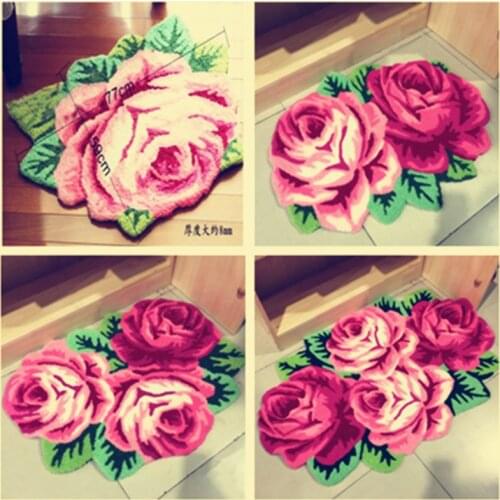 Free shipping New Fashion Home Decoration Carpet Rose Mat Bedroom Bedside Anti Slip Rug Beautiful Rose Pad Water Absoption