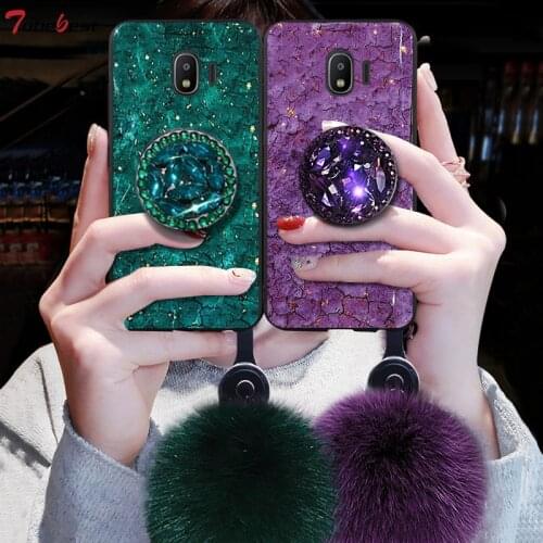 Fashion Glitter Diamond Lanyard Bracket Case For Samsung Galaxy J2 J3 J5 J7 2016 2017 Prime J4 J6 Plus J8 2018 Gold Foil Cover