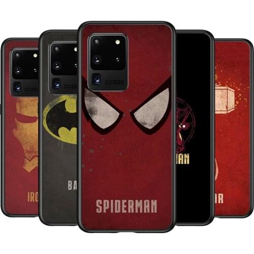 Marvel Superhero Logo For Samsung Note 20 10 8 9 M31S M60S M40 M30 M21 M20 M10 Ultra Pro Plus Black Phone Case