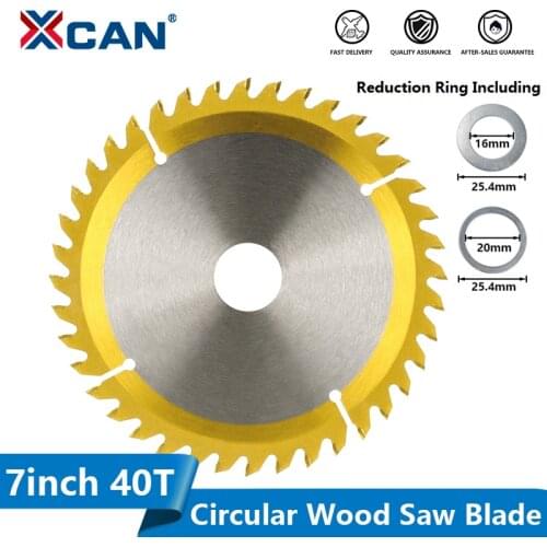 XACN 7Inch Circular Cutting Disc 40T Carbide Tipped TCT Saw Blade For Cuting Wood, PVC,Plastic Titanium Coated Wood Cutting Tool