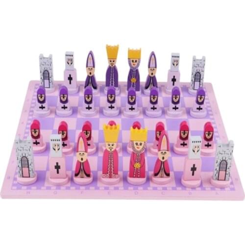 Travel Chess Set with Chess Board Educational Toys for Kids and Adults Pink