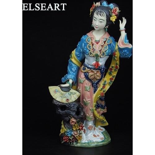 Elseart porcelain ancient red mansions character Xue Baochai chinese lady character figurine ceramic ornament handicraft