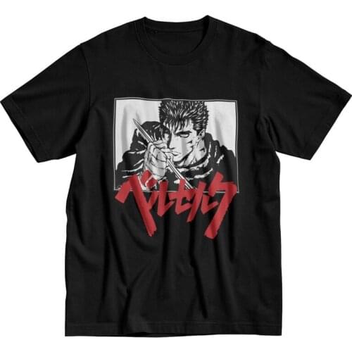 Berserk T Shirt Men Cotton Tshirt Fashion Urban Tees Tops Short Sleeves Manga Anime Griffith Guts T-shirts Streetwear Clothing