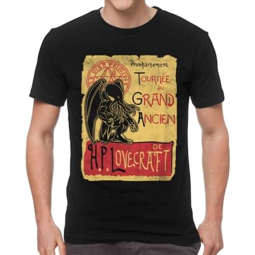 Tournee Du Grand Ancien T Shirt Mens Cotton Printed T-shirt Streetwear Tshirt Short Sleeve Cthulhu Horror Movie Octopus Tee Tops