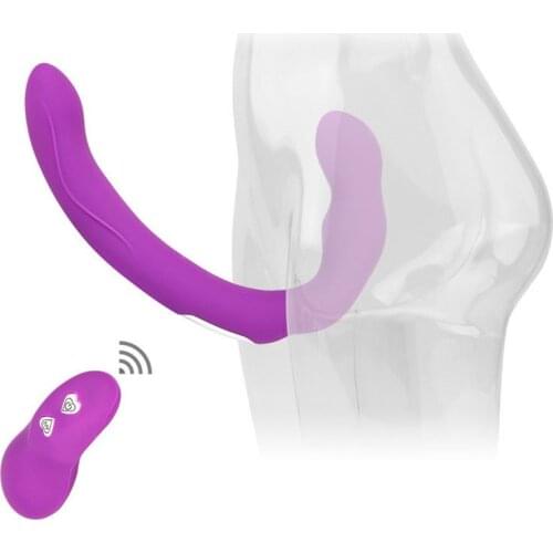 Hot Sale Remote Control Strapless Strap On Double Dildo Vibrator Lesbian Erotic Toys Sex Adult