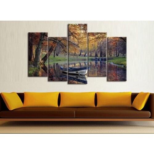 HOT Sales 5 Panels Framed printed landscape art prints Canvas Wall Art Picture Home Decoration Canvas Print Modern PaintingWY-17