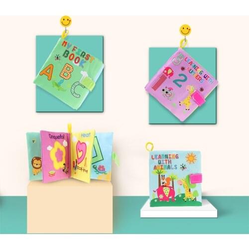 4pcs Baby Soft Cloth Book Fabric Rattles Rustle Sound Children Stories Touch Book Early Education Little Baby Toys 0-12 Months