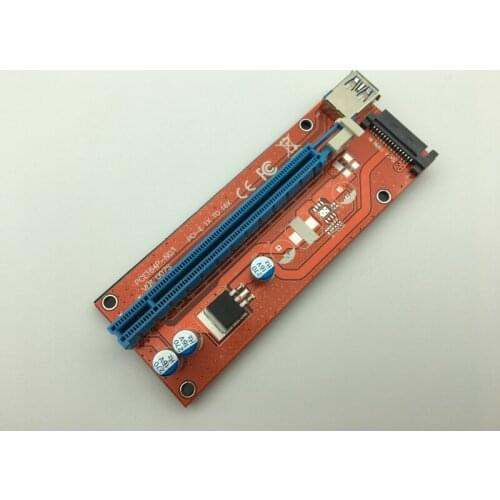 Red VER007S 0.6M PCI-E 1X to 16X Riser Card Extender PCI Express Adapter USB 3.0 Cable 15Pin SATA Power for Bitcoin Miner Mining