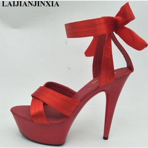 LAIJIANJINXIA New Women Summer Sandal Sexy 15cm Thin High-Heels Shoes Ankle Strap Nightclub Dancing Shoes Womens Sandals H-037