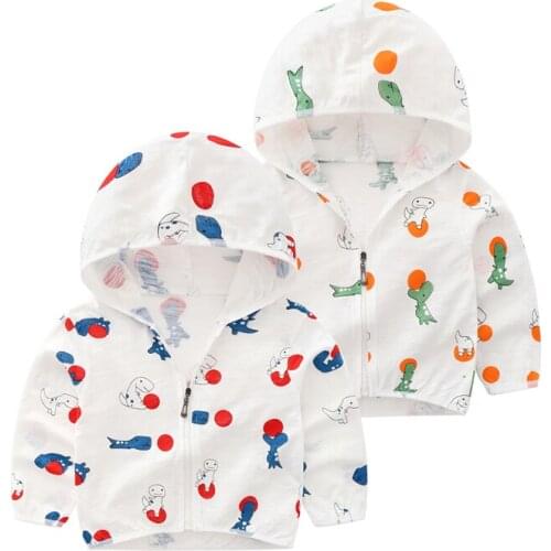 Summer Cute Baby Cartoon Pattern Sun Protection Clothing Kids Girls Boys Outerwear Fashion Active Polyester Coats