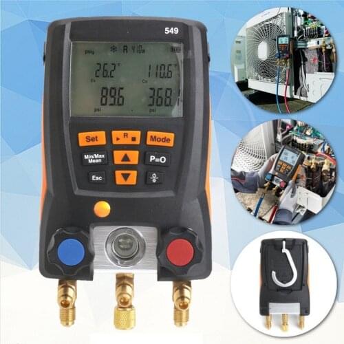 Testo 549 Pressure Gauge Refrigeration Systems HVAC Temperature Tester Vacuum Pressure Gauge Test Kit LCD Digital Manometer