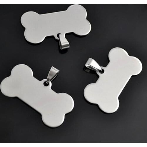 Cute Personalized Engraved Stainless Steel Dog Cats Pet ID Name Blank Bone Tags