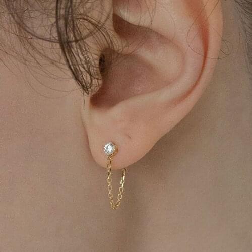 DAVINI Minimalist Crystal Drop Earrings Korean Brincos Gold Silver Color Chain Earring Stud Women Femme Fashion Jewelry MG331