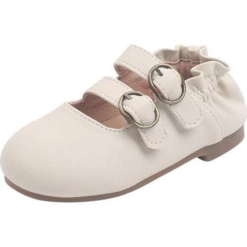 CMSOLO Leather Shoes Baby Toddlers Princess Girls Spring Summer New Fashion Heels Flat Bottom Soft Kids Shoes Leather Hot Sale