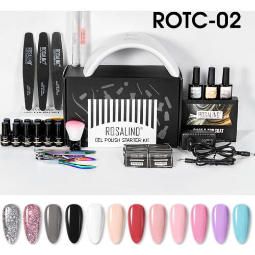 ROSALIND Nail Kit Manicure Set For Nail Gel Varnish Semi Permanent Lot 36W UV LED Lamp Nail Art machine Gel Polish Set