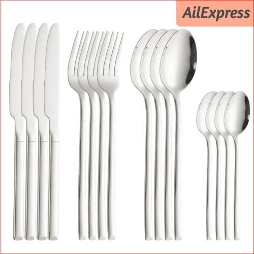 16Pcs/set Stainless Steel Knife Fork Coffee Spoons Dinnerware Set Tableware Set Western Kitchen Dinnerware Set Steak Cutlery Set
