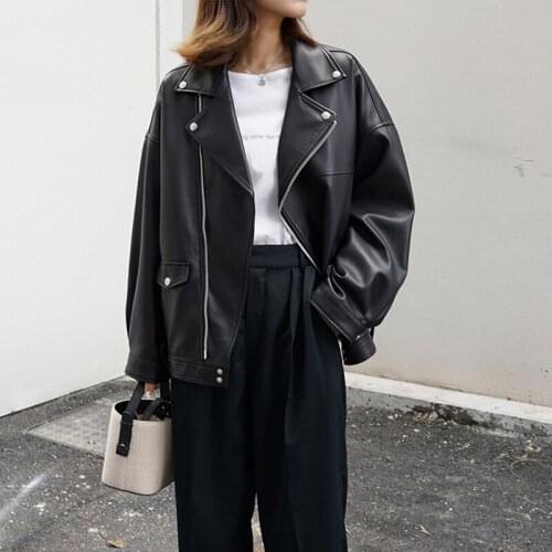 JA0056 Korean version short jacket bf wind loose black jacket