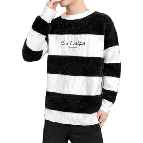 NEW Winter Thick Warm Mens Knit stripe Sweater Long Sleeve Turtleneck Sweaters Men Fashion Thick Pullovers Male Tops