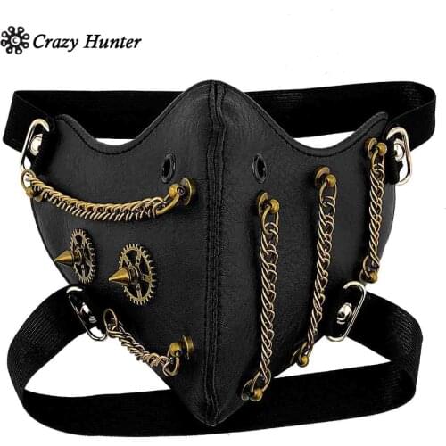 New Steampunk Gears Chain Mask Vintage Gothic Biker Punk Maskque