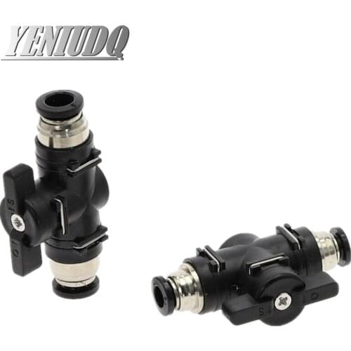 BUC 4mm 6mm 8mm 10mm 12mm Black Pneumatic Push In Quick Joint Connector Hand Valve To Turn Switch Manual Ball Current Limiting