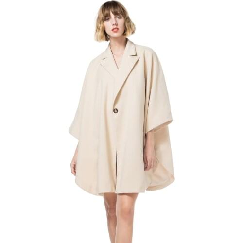 Maternity Solid Wool Poncho Cape Vintage Soft Loose Fitting Cardigan lapel Collar Worsted Poncho Coat 1 button