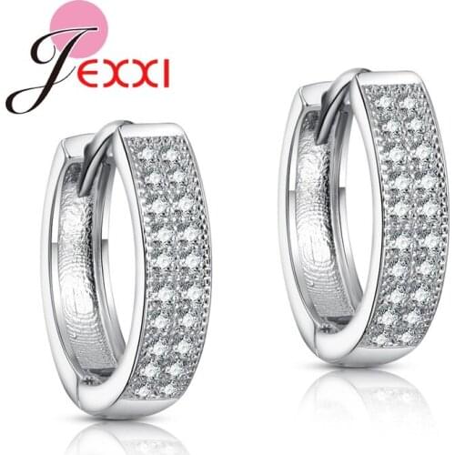 Luxurious Full Shiny CZ Crystal Fashion 925 Sterling Sliver Jewelry For Women Girls Best Quality Hoop Earrings Bijoux