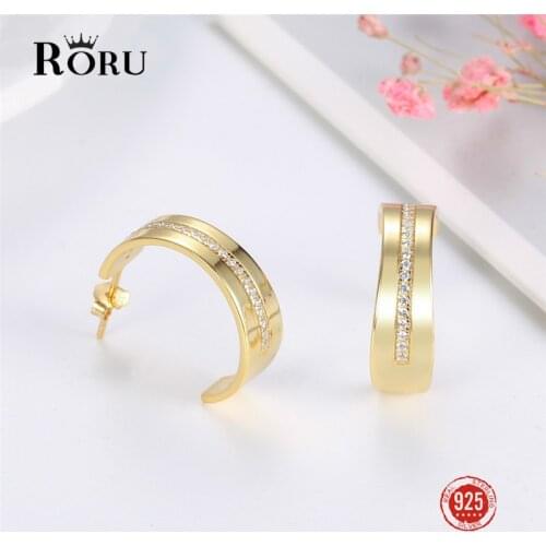 S925 Sterling Silver Women Hoop Earrings Silver Clear Zircon Hoop Earrings for Women Gift European Earrings Jewelry