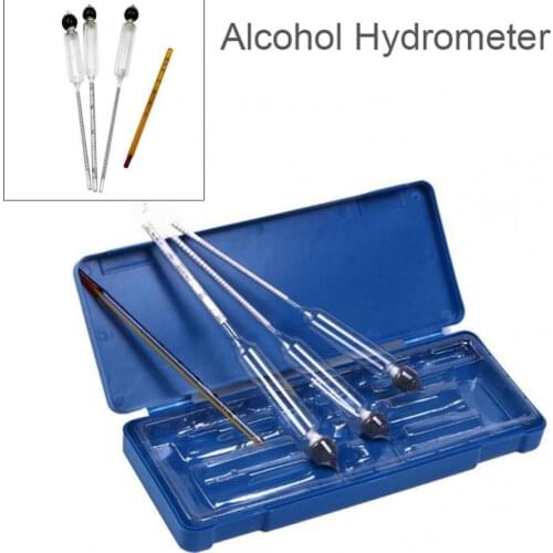 3Pcs/set Alcohol Hydrometer Alcoholmeter Alcohol Meter Tester Wine Concentration Meter Vodka Whiskey Vintage Tools Bar Set