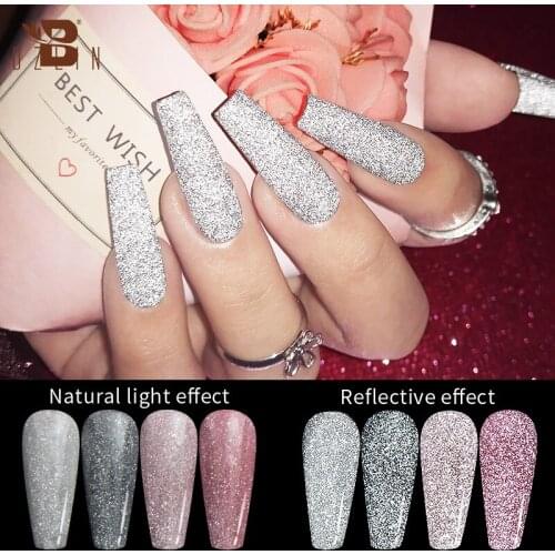 Reflective Glitter Gel Nail Polish Sparkle Diamond Effect 7.3ML Soak Off LED UV Gel Varnish Semi Permanent Lacquer For Nail Art