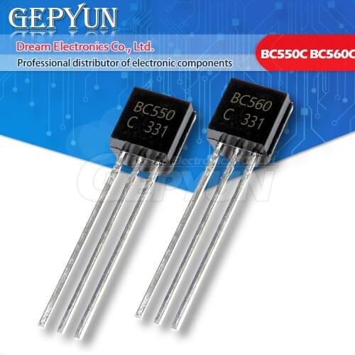 100PCS BC550C + BC560C each 50pcs BC550 BC560 TO92 Transistor DIP-3 45V 0.1A TO-92 New Original