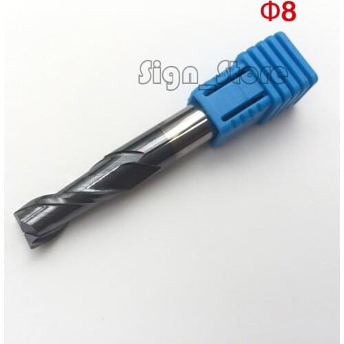 2pcs 8*8*20*60mm 2F 8mm carbide end mill HRC55 Two Flute Metal Steel Cutting milling tool cutter cnc router tool Coated NANO