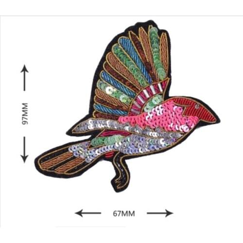 Good quality India silk embroidery sequin patches,Bird sequins cloth patch, sticker for clothing