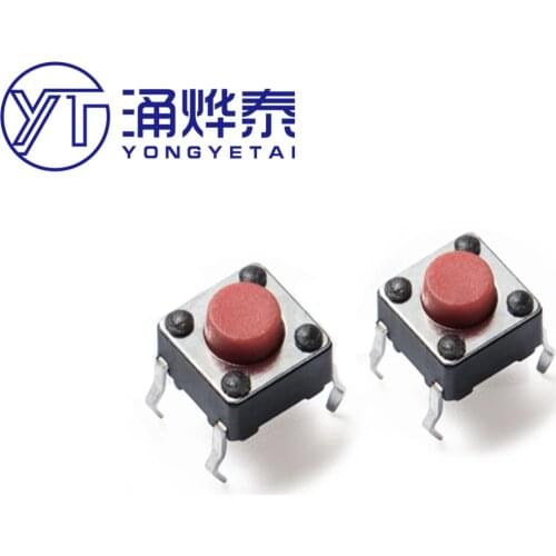 YYT 100PCS Tact switch 6x6x5 pin button switch 6x6x5 red 4 pin switch induction cooker button micro switch