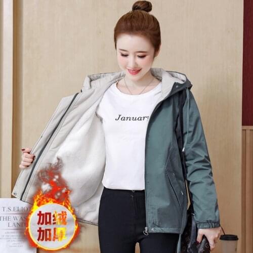 Coat winter new explosion models coat cotton short women fashion Korean thickened plus velvet jacket womens cotton jacket