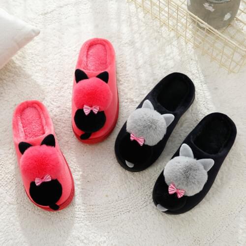 Womens Winter Slippers Cute Cartoon Warm Slippers Women Indoor House Slippers Cat Girls indoor slippers Ladies Cotton slippers