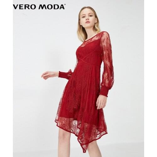 Vero Moda Women Vintage Lace Wrap Lantern Sleeves Party Dress | 32017D511